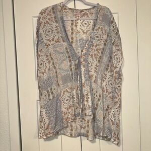 Victoria's‎ Secret Tie-Front Kimono Caftan Swim Cover-Up — One Size Boho print